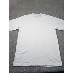 Bobby Chan Shirt Mens Large Light Blue Silk Cotton Blend Short Sleeve Crewneck